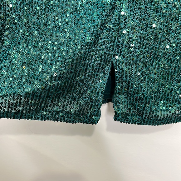 Crystal sky emerald green sequin one strap mini dress - Picture 4 of 10